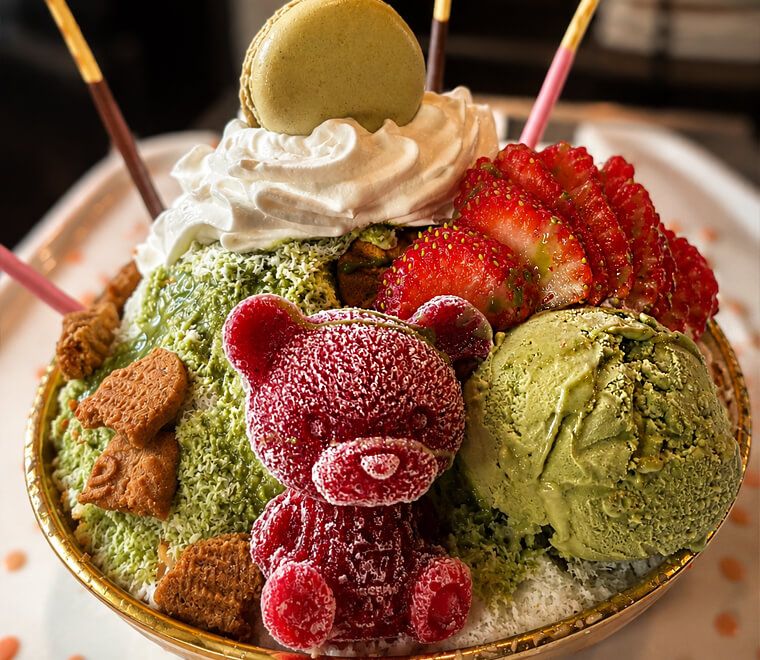 Matcha snowflake dessert